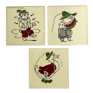 Kemper-Thomas | Rare Vintage Nursery Rhyme Art Tile Pig Dog Mother Goose